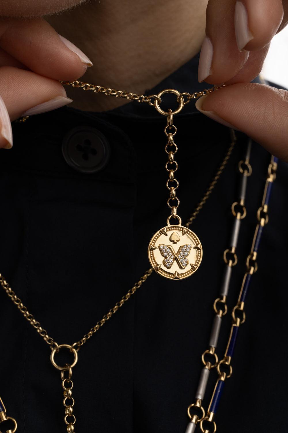 Reverie - Small Mixed Belcher Extension Chain Necklace-YELLOW GOLD-JEWELRYFINE JEWELNECKLACE O-FOUNDRAE