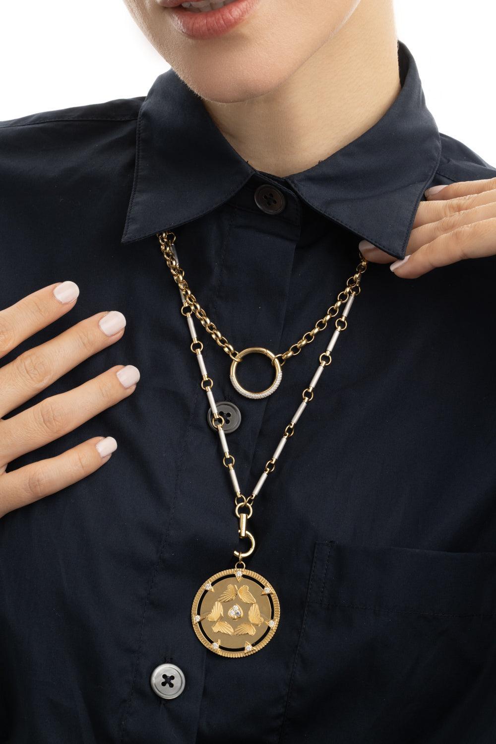 White and Yellow Gold Element Clock Weight Chain-WHITE GOLD-JEWELRYFINE JEWELNECKLACE O-FOUNDRAE