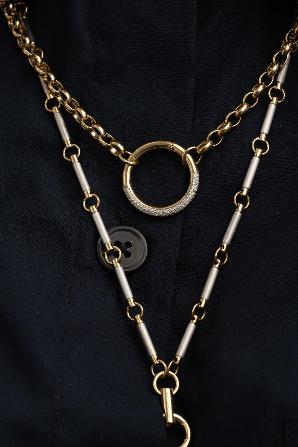 White and Yellow Gold Element Clock Weight Chain-WHITE GOLD-JEWELRYFINE JEWELNECKLACE O-FOUNDRAE