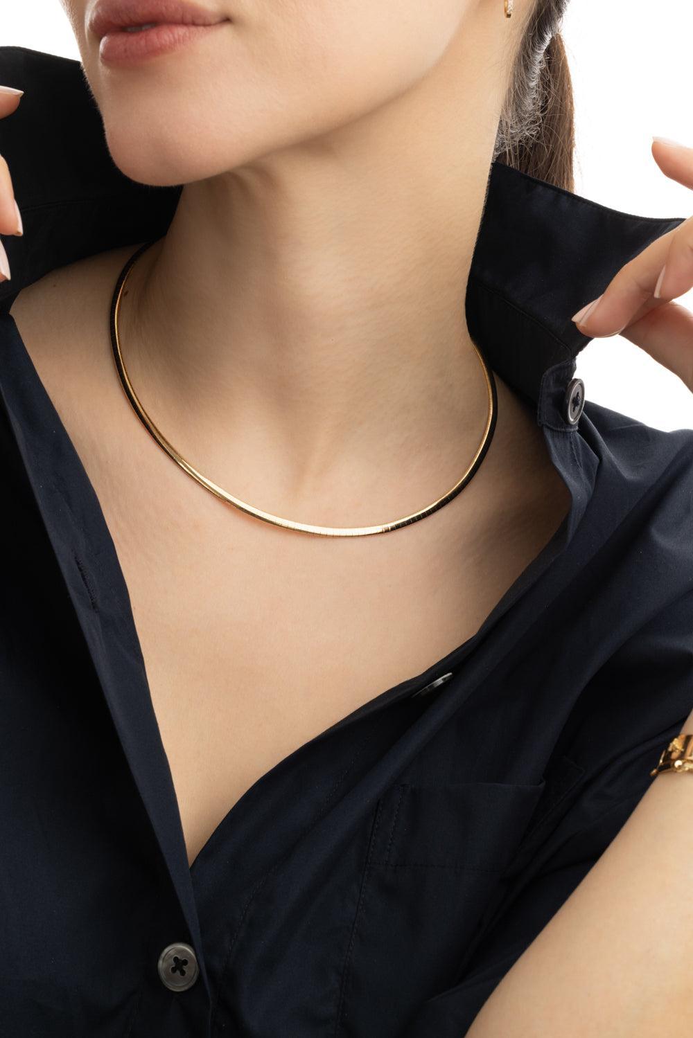 Small Sleek Collar Necklace-YELLOW GOLD-JEWELRYFINE JEWELNECKLACE O-FOUNDRAE