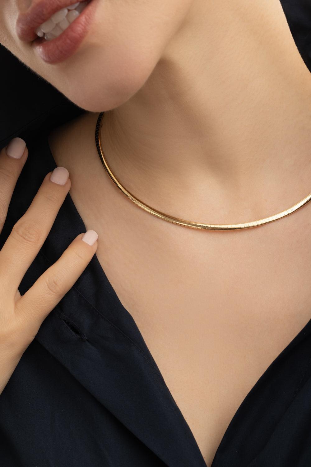 Small Sleek Collar Necklace-YELLOW GOLD-JEWELRYFINE JEWELNECKLACE O-FOUNDRAE