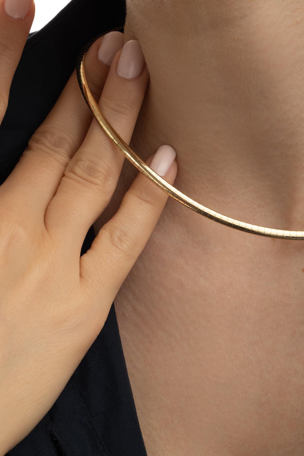 Small Sleek Collar Necklace-YELLOW GOLD-JEWELRYFINE JEWELNECKLACE O-FOUNDRAE