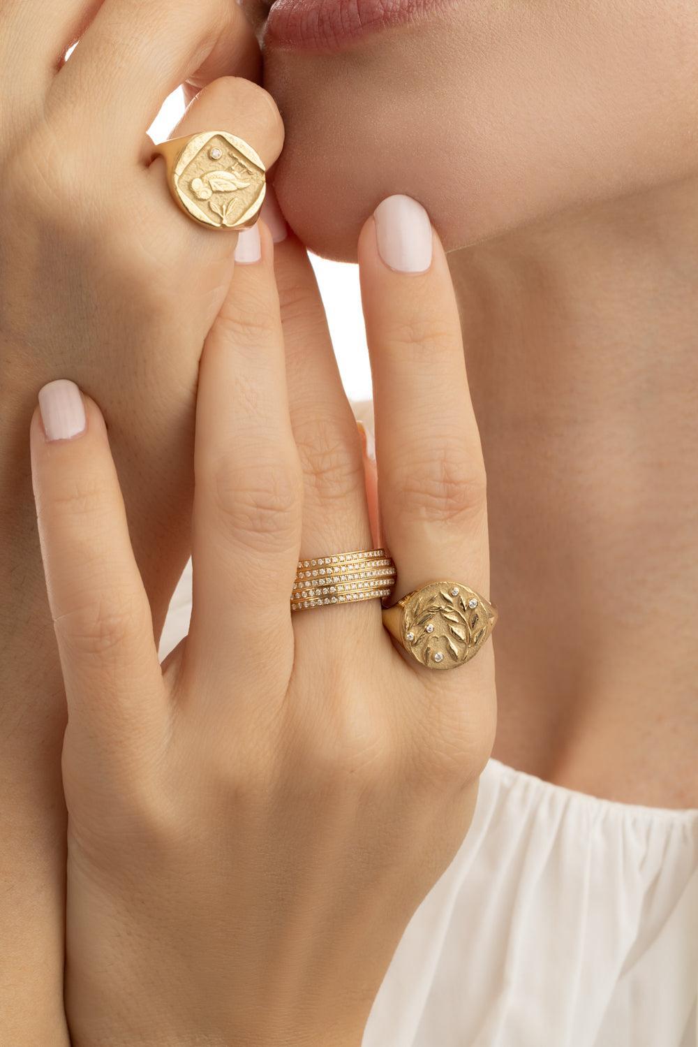 Olive Branch Coin Ring-YELLOW GOLD-6.5-JEWELRYFINE JEWELRING-AZLEE