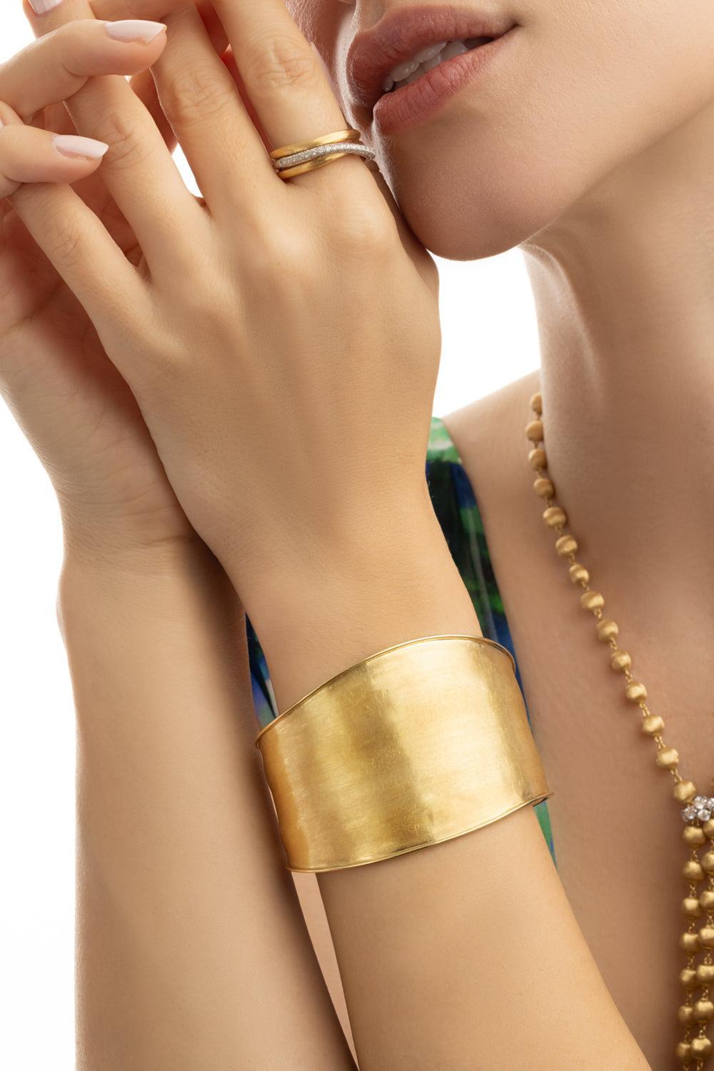 Medium Lunaria Cuff Bracelet-YELLOW GOLD-JEWELRYFINE JEWELBRACELET O-MARCO BICEGO