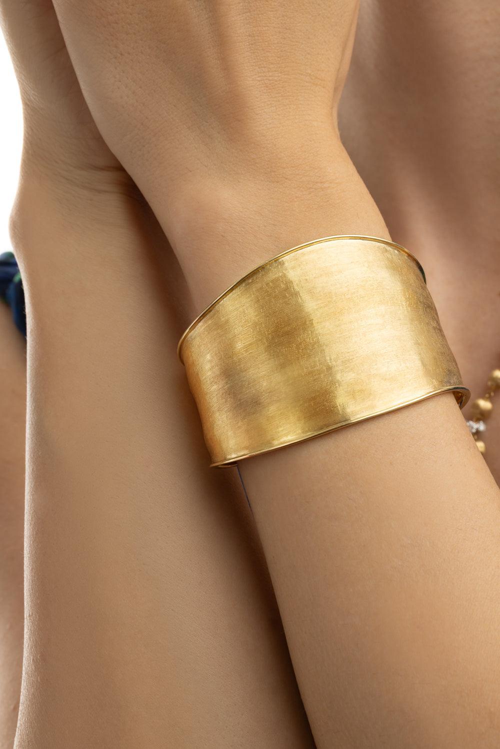 Medium Lunaria Cuff Bracelet-YELLOW GOLD-JEWELRYFINE JEWELBRACELET O-MARCO BICEGO