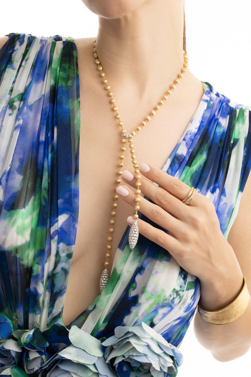 Diamond Drop Africa Necklace-YELLOW GOLD-JEWELRYFINE JEWELNECKLACE O-MARCO BICEGO