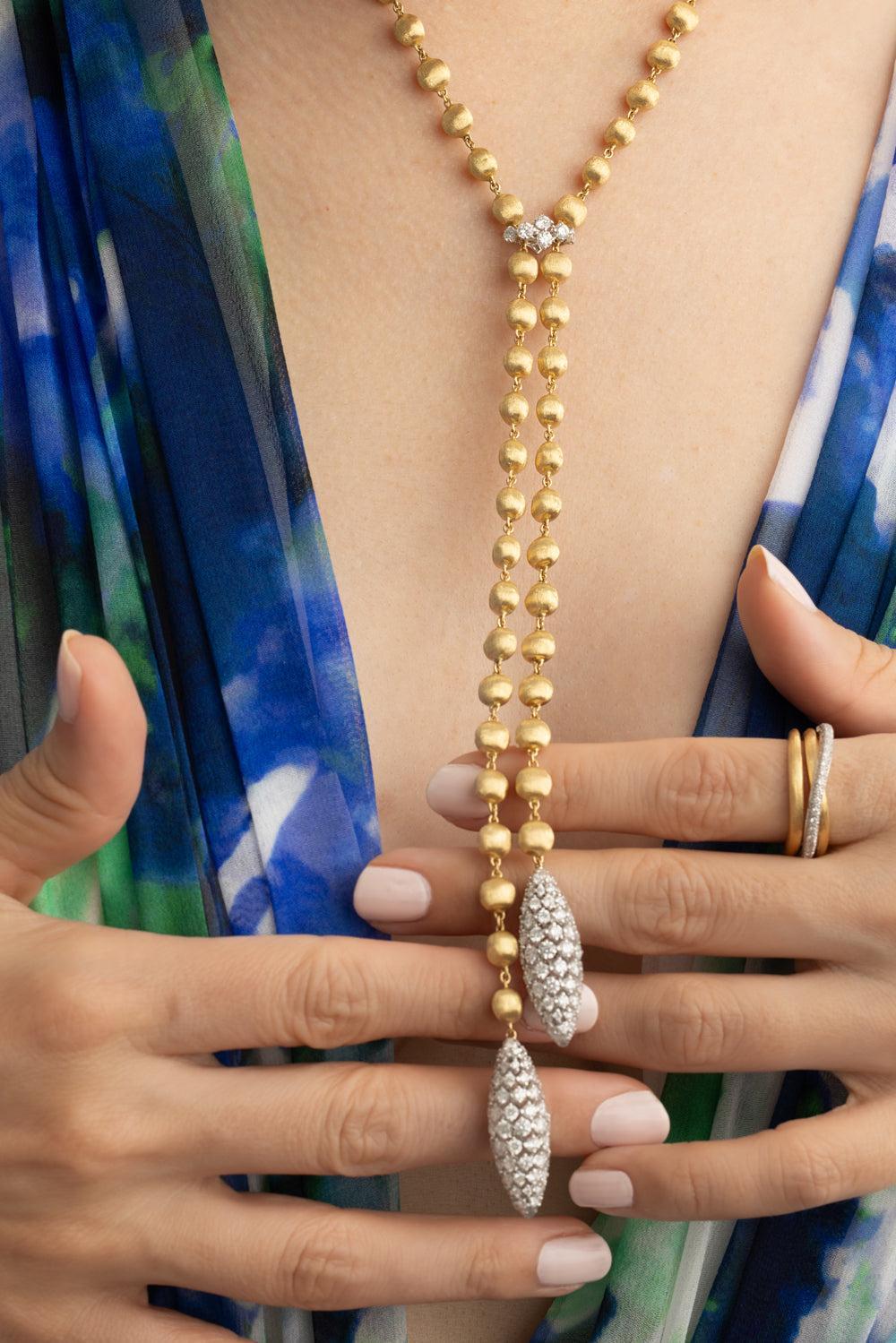 Diamond Drop Africa Necklace-YELLOW GOLD-JEWELRYFINE JEWELNECKLACE O-MARCO BICEGO