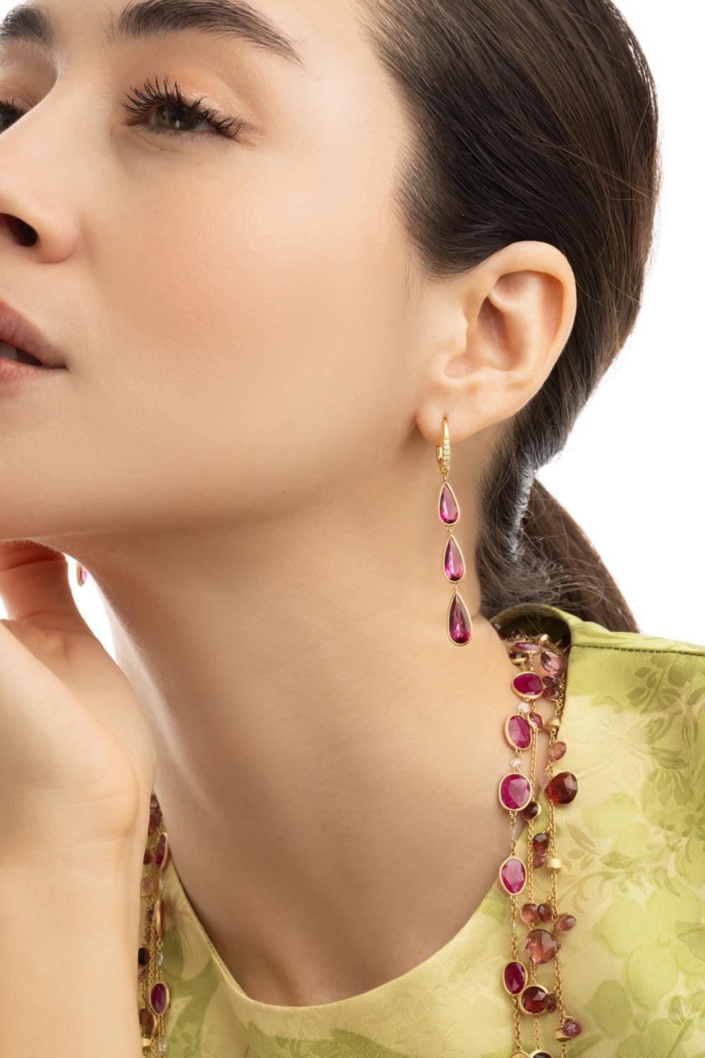 Diamond Tourmaline Unico Earrings-YELLOW GOLD-JEWELRYFINE JEWELEARRING-MARCO BICEGO