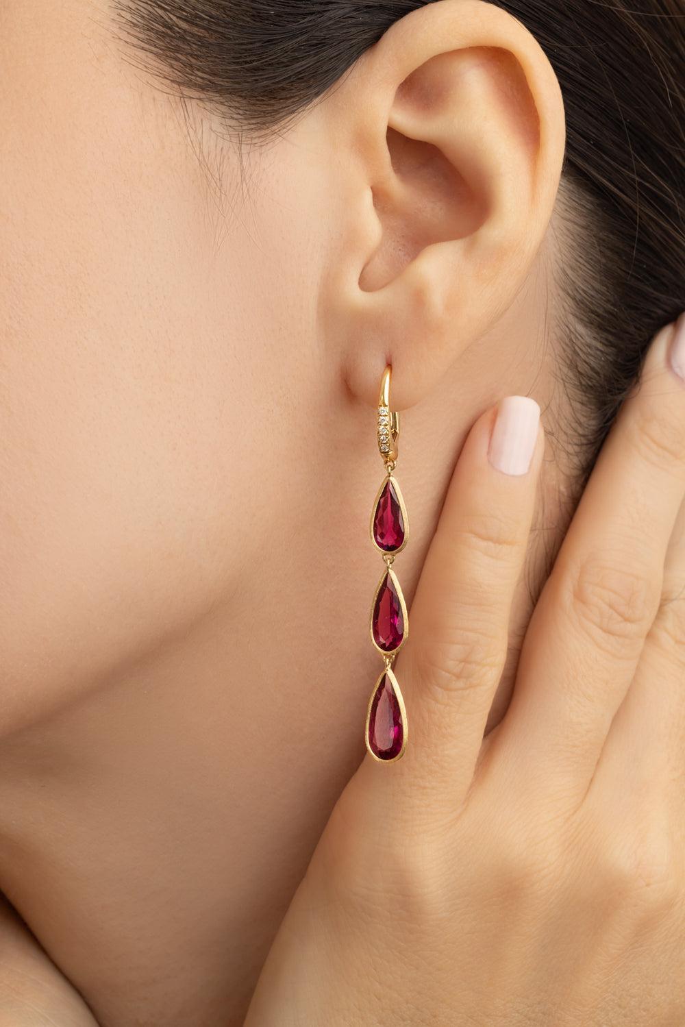 Diamond Tourmaline Unico Earrings-YELLOW GOLD-JEWELRYFINE JEWELEARRING-MARCO BICEGO