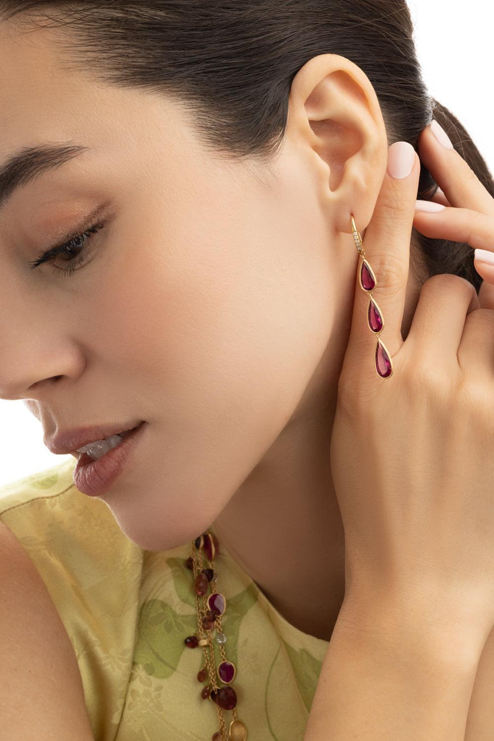 Diamond Tourmaline Unico Earrings-YELLOW GOLD-JEWELRYFINE JEWELEARRING-MARCO BICEGO
