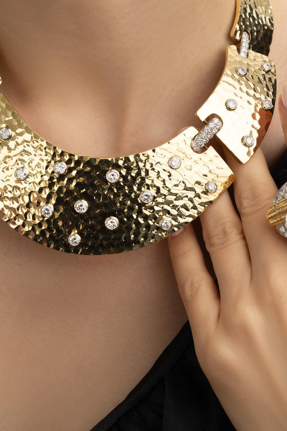 Hammered Starlight Diamond Necklace-YELLOW GOLD-JEWELRYFINE JEWELNECKLACE O-DAVID WEBB