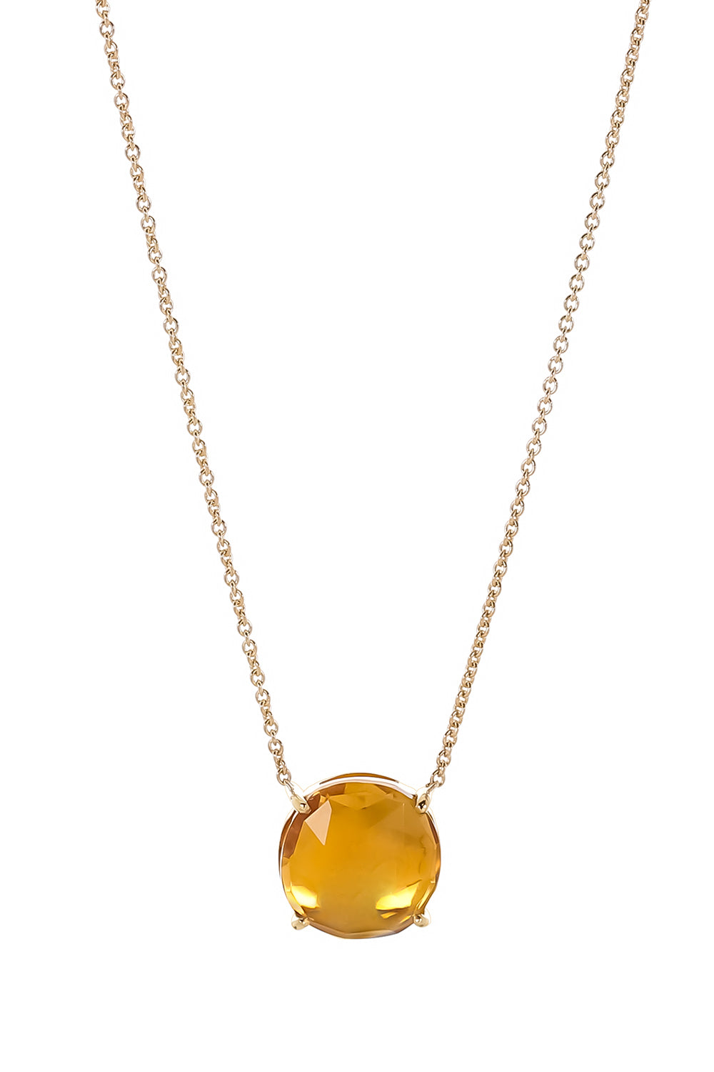 Yellow Quartz Jaipur Cushion Pendant Necklace