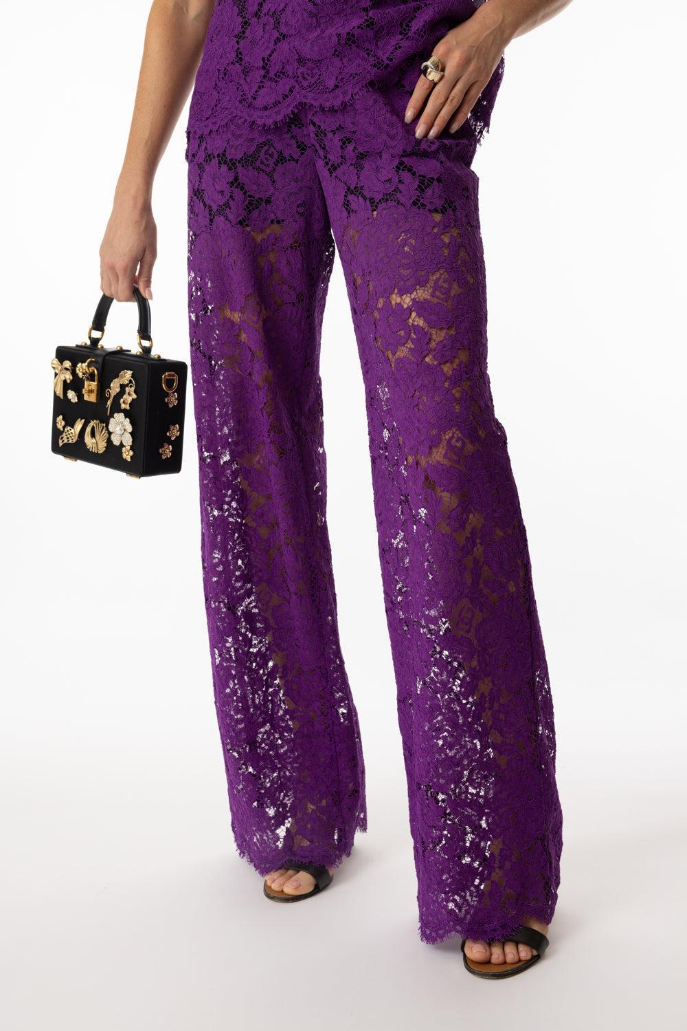 Flare Floral Logo Lace Pants | DOLCE & GABBANA – Marissa Collections