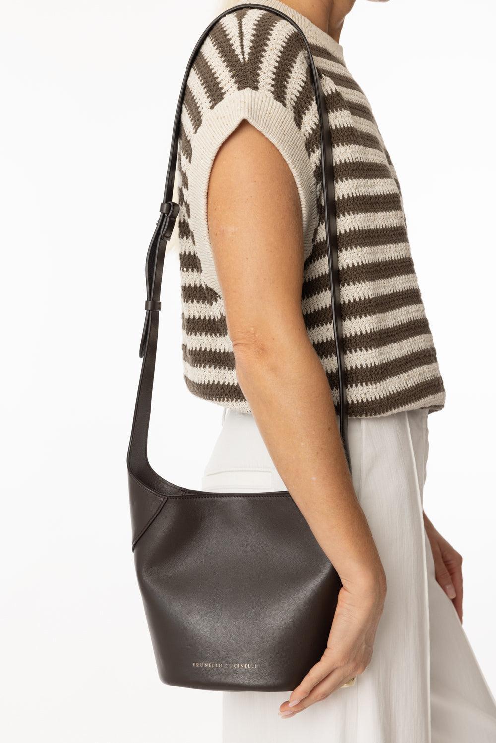 Glossy Crossbody Bag-TESTA DI MORO-O/S-HANDBAGSHOULDER-BRUNELLO CUCINELLI