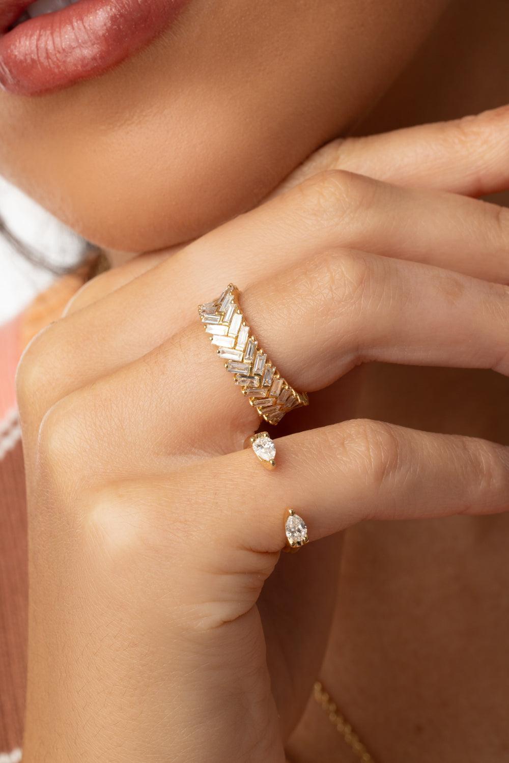 Diamond Zipper Ring-YELLOW GOLD-6.25-JEWELRYFINE JEWELRING-ANITA KO
