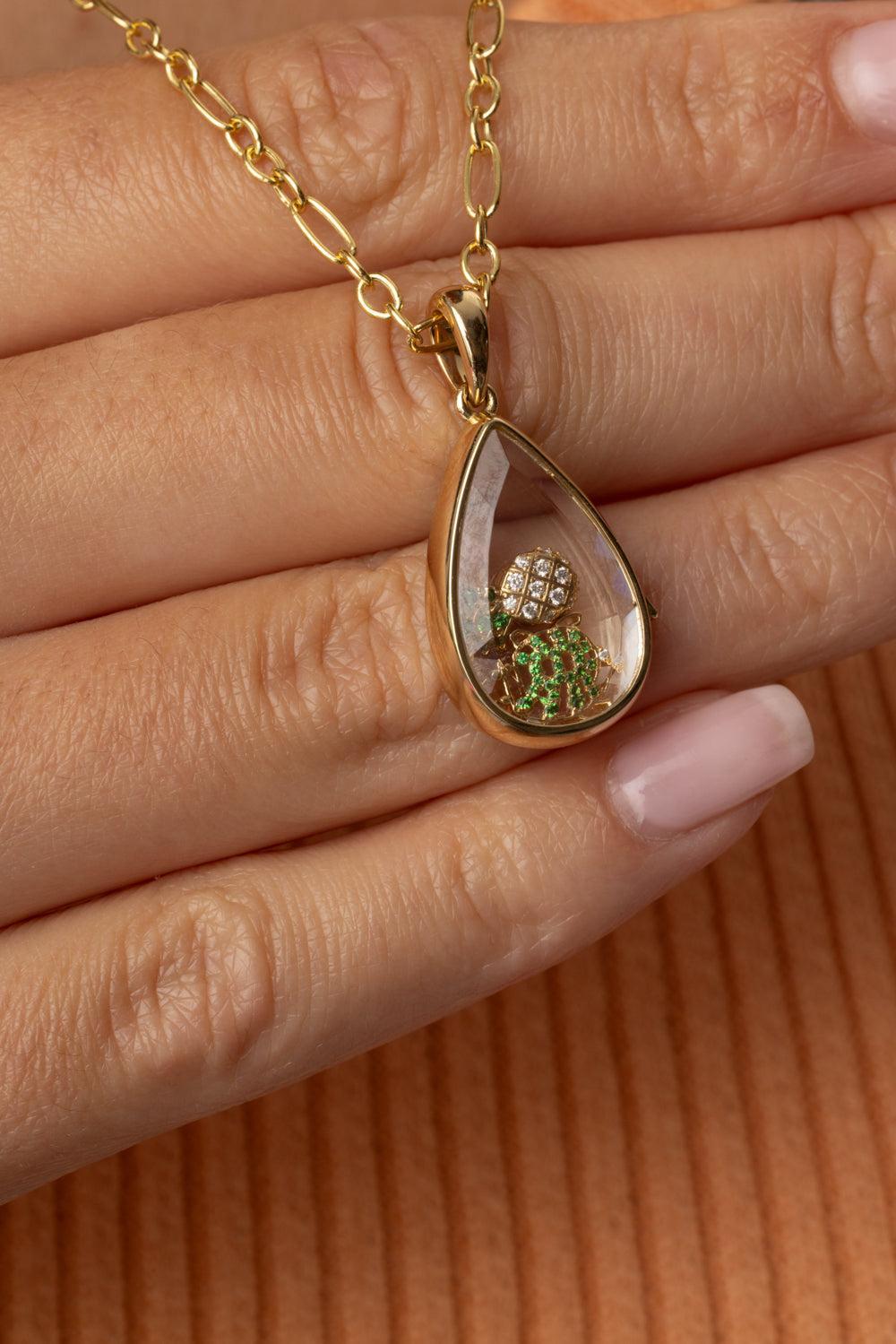 Lacrima Teardrop Locket Necklace-YELLOW GOLD-22-JEWELRYFINE JEWELNECKLACE O-LOQUET