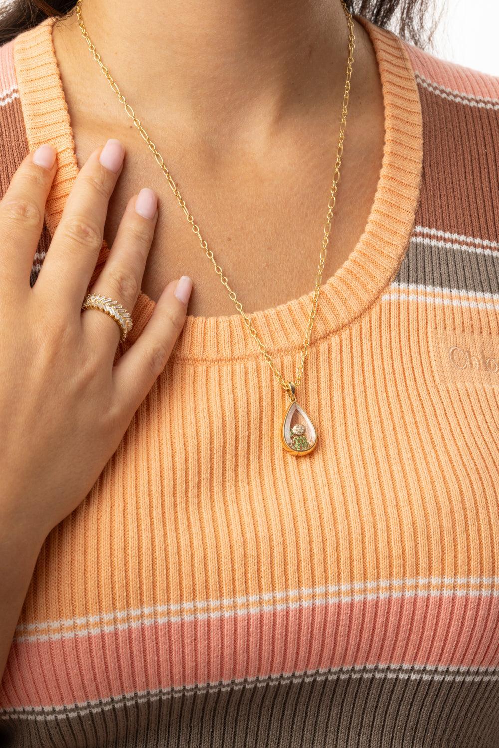 Lacrima Teardrop Locket Necklace-YELLOW GOLD-22-JEWELRYFINE JEWELNECKLACE O-LOQUET