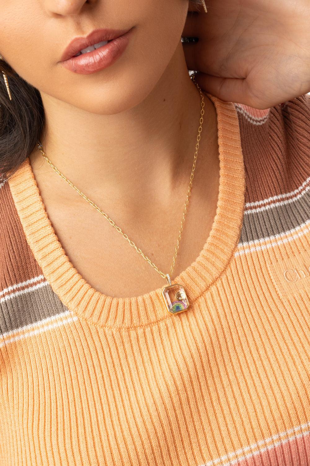 Large Sapphire Rainbow Charm-YELLOW GOLD-JEWELRYFINE JEWELPENDANT-LOQUET