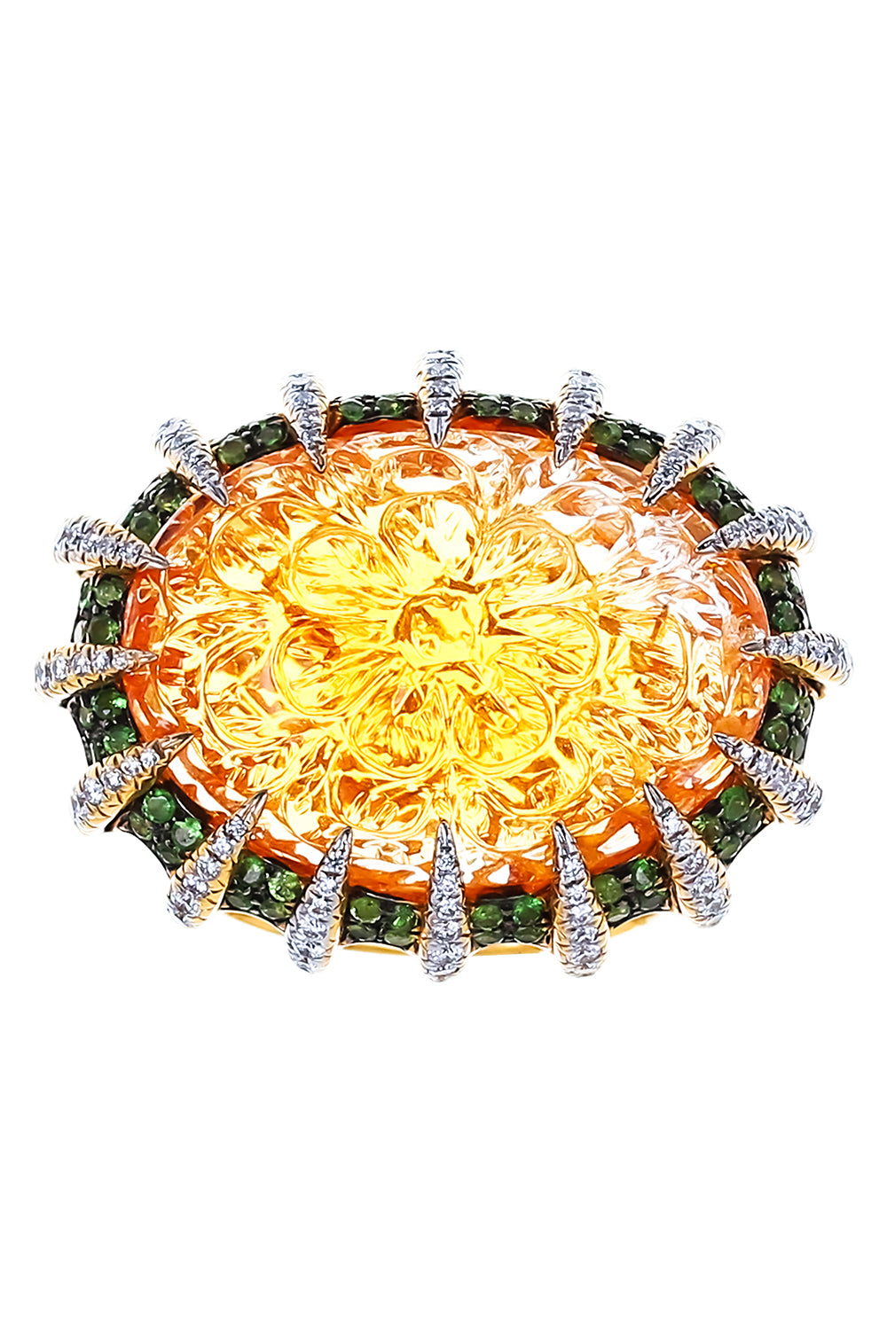 Citrine Tsavorite Diamond Ring