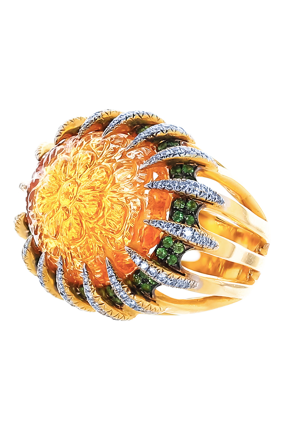 Citrine Tsavorite Diamond Ring