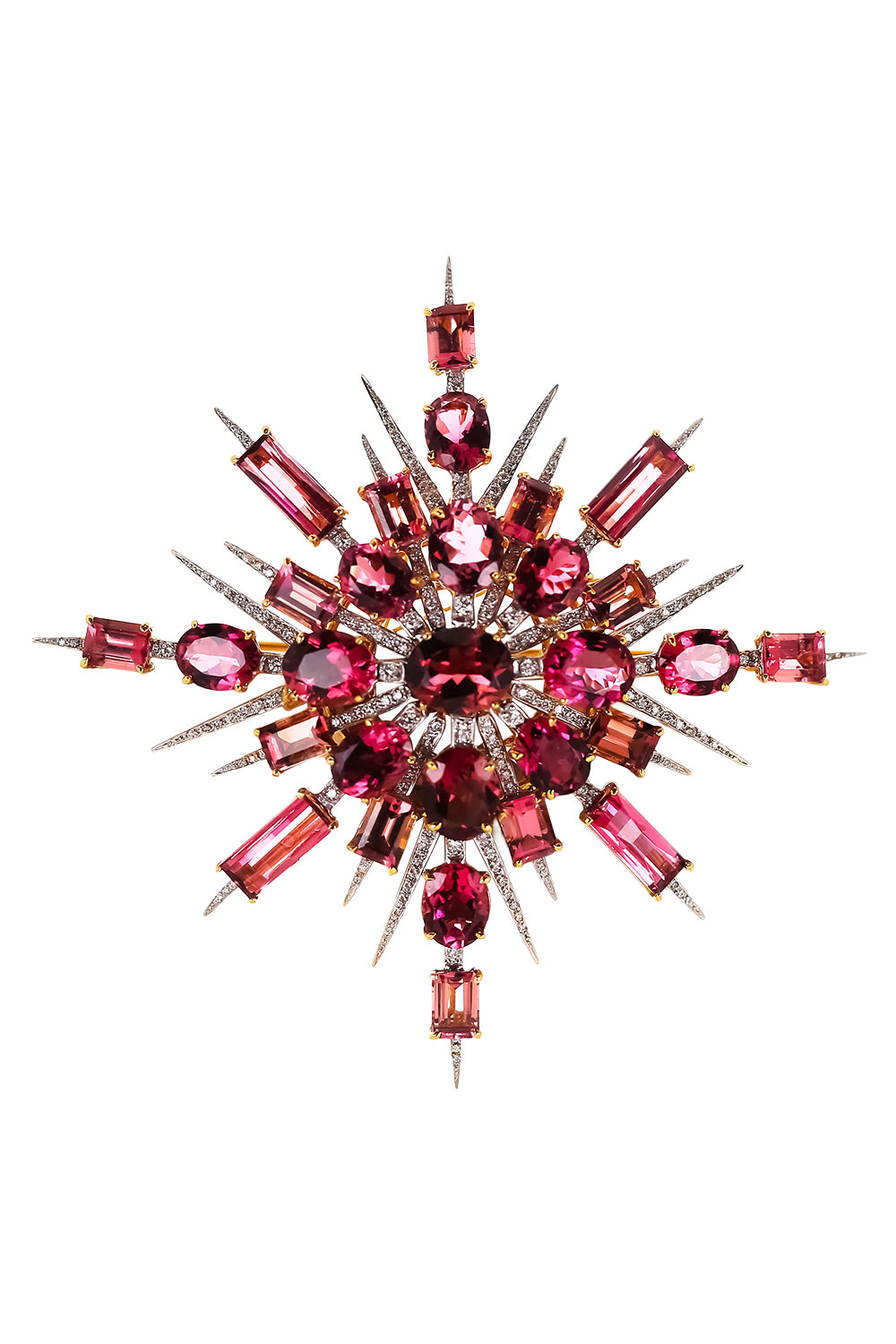 Pink Tourmaline Diamond Brooch