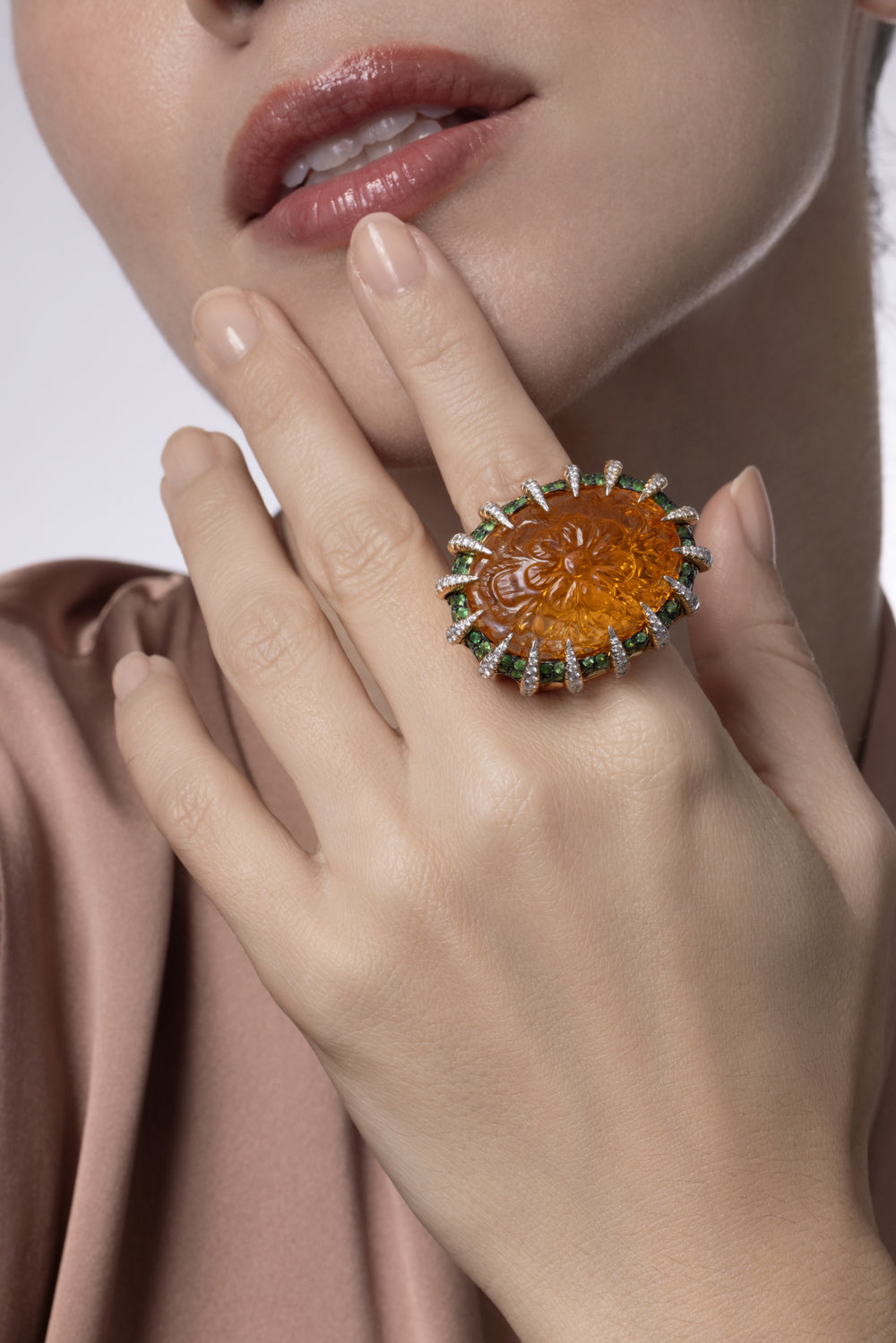 Citrine Tsavorite Diamond Ring