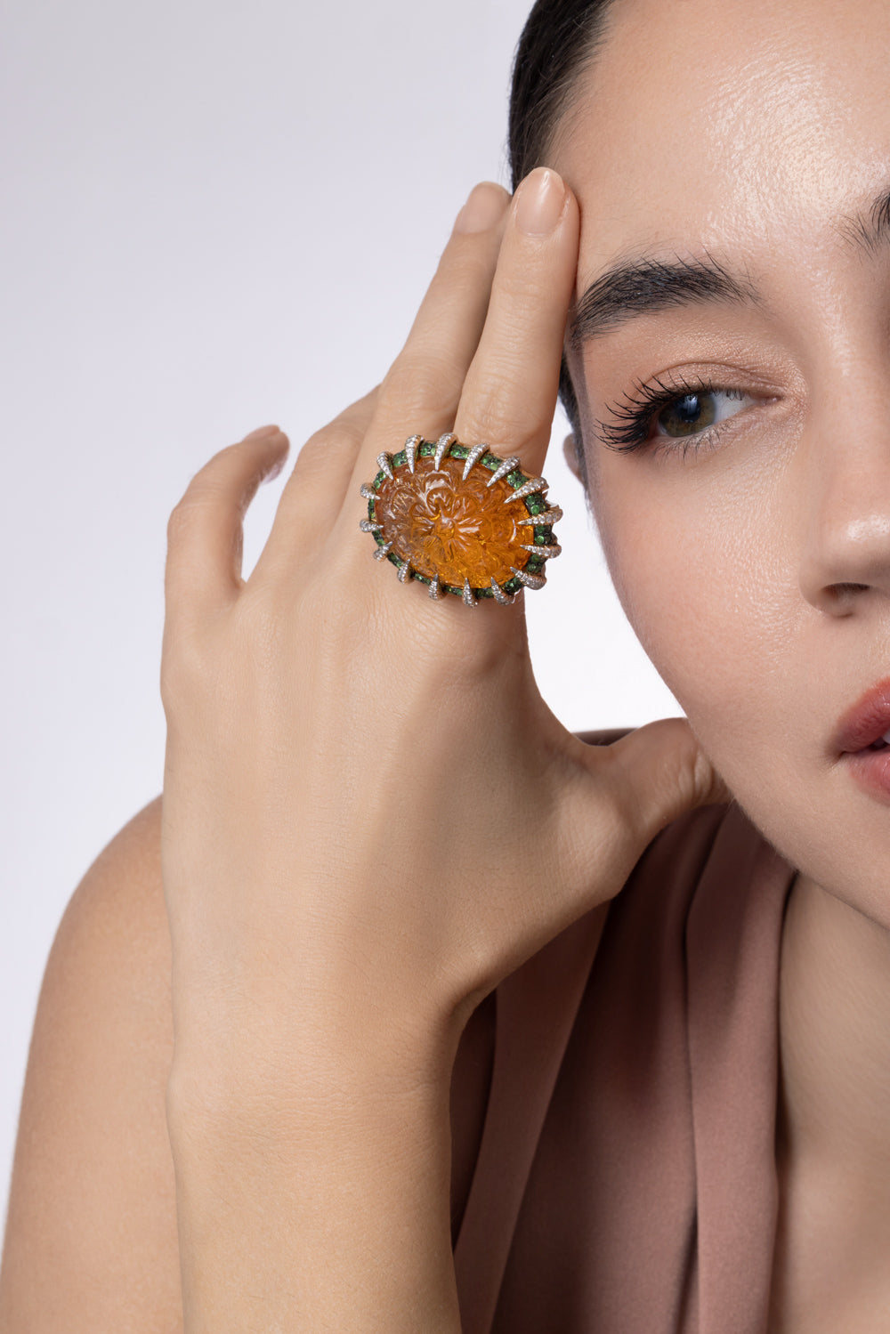 Citrine Tsavorite Diamond Ring