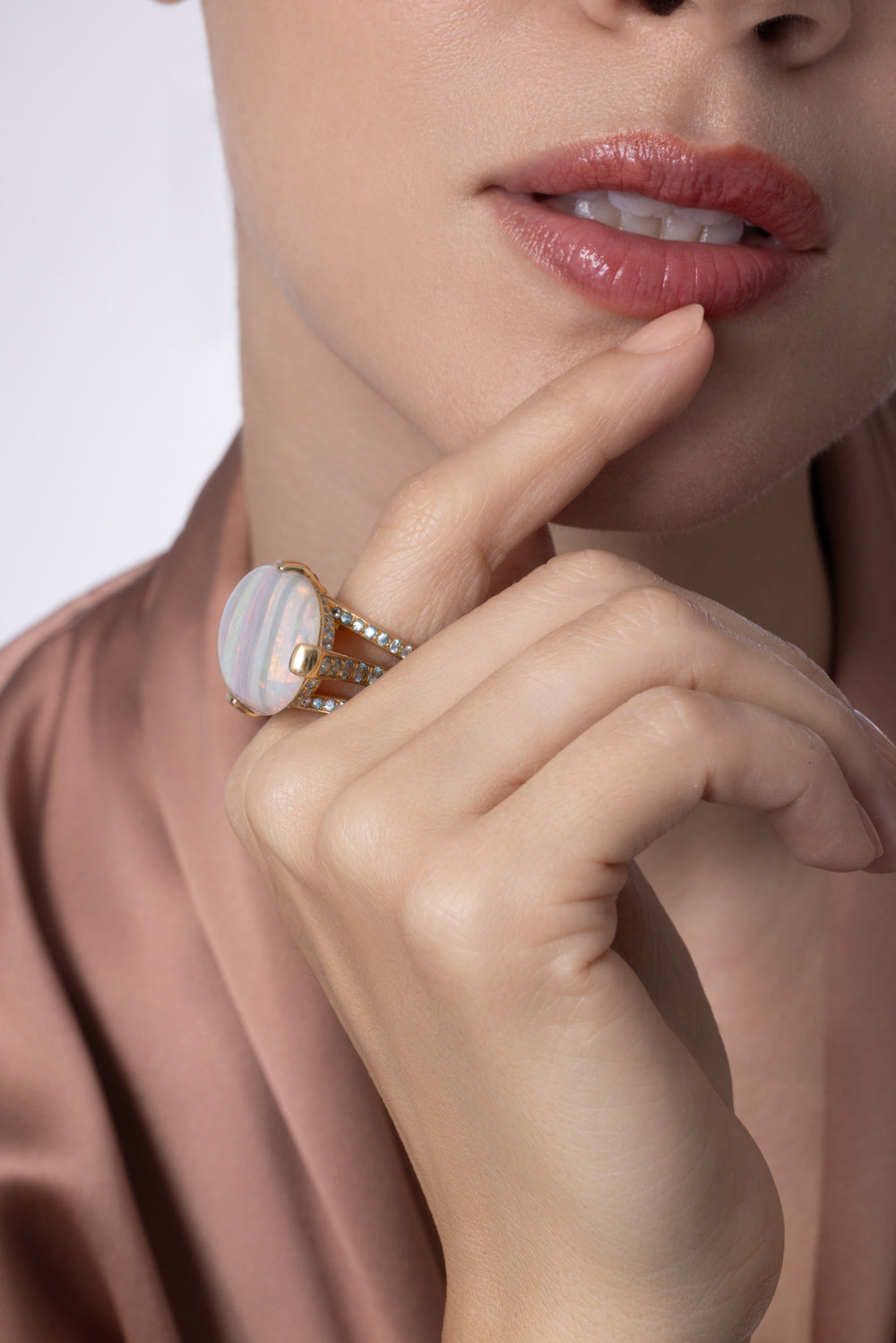 Opal Blue Ziron Ring