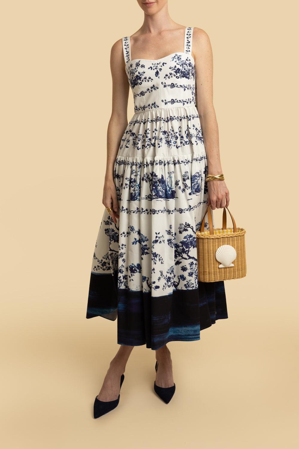 Strappy Fit Flare Midi Dress | ERDEM Marissa Collections Strappy Fit Flare Midi Dress | ERDEM Marissa Collections