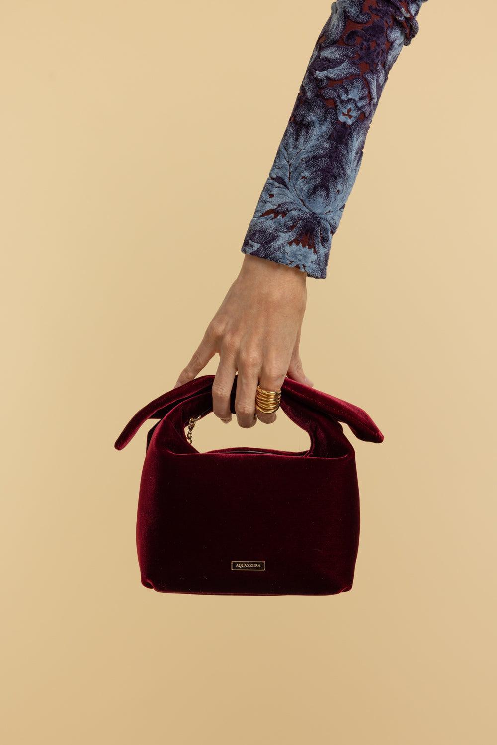 Bow Tie Hobo Mini Bag - Merlot Light Gold-MERLOTGD-HANDBAGTOP HANDLE-AQUAZZURA