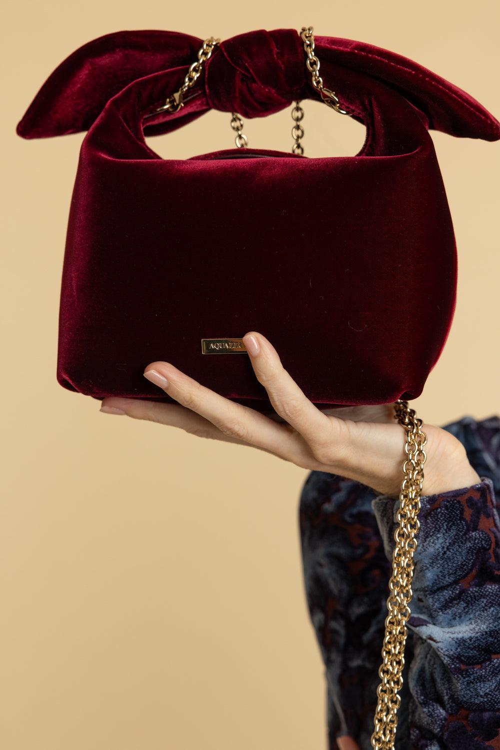 Bow Tie Hobo Mini Bag - Merlot Light Gold-MERLOTGD-HANDBAGTOP HANDLE-AQUAZZURA