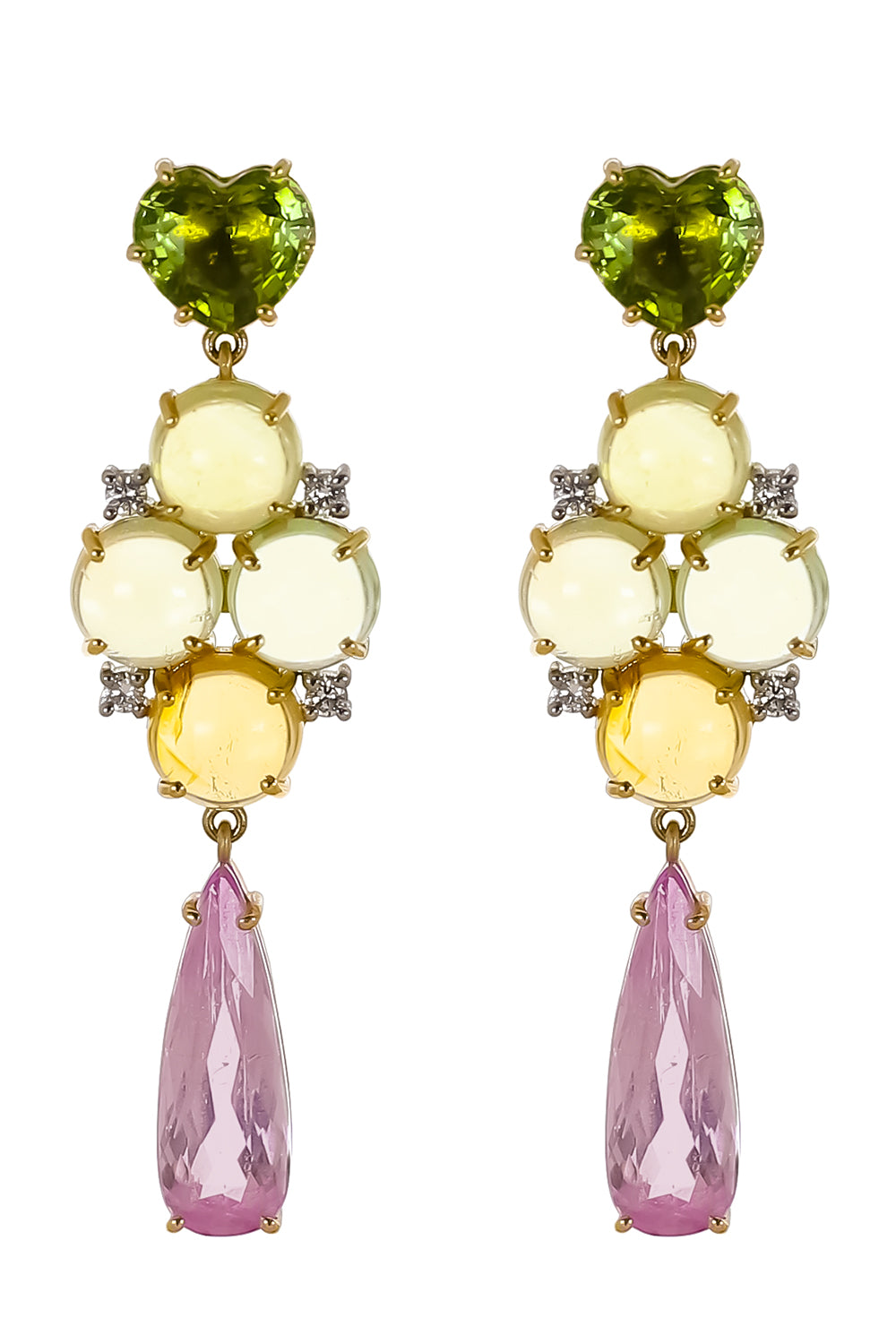Tourmaline Kunzite Diamond Gemmy Gem Earrings