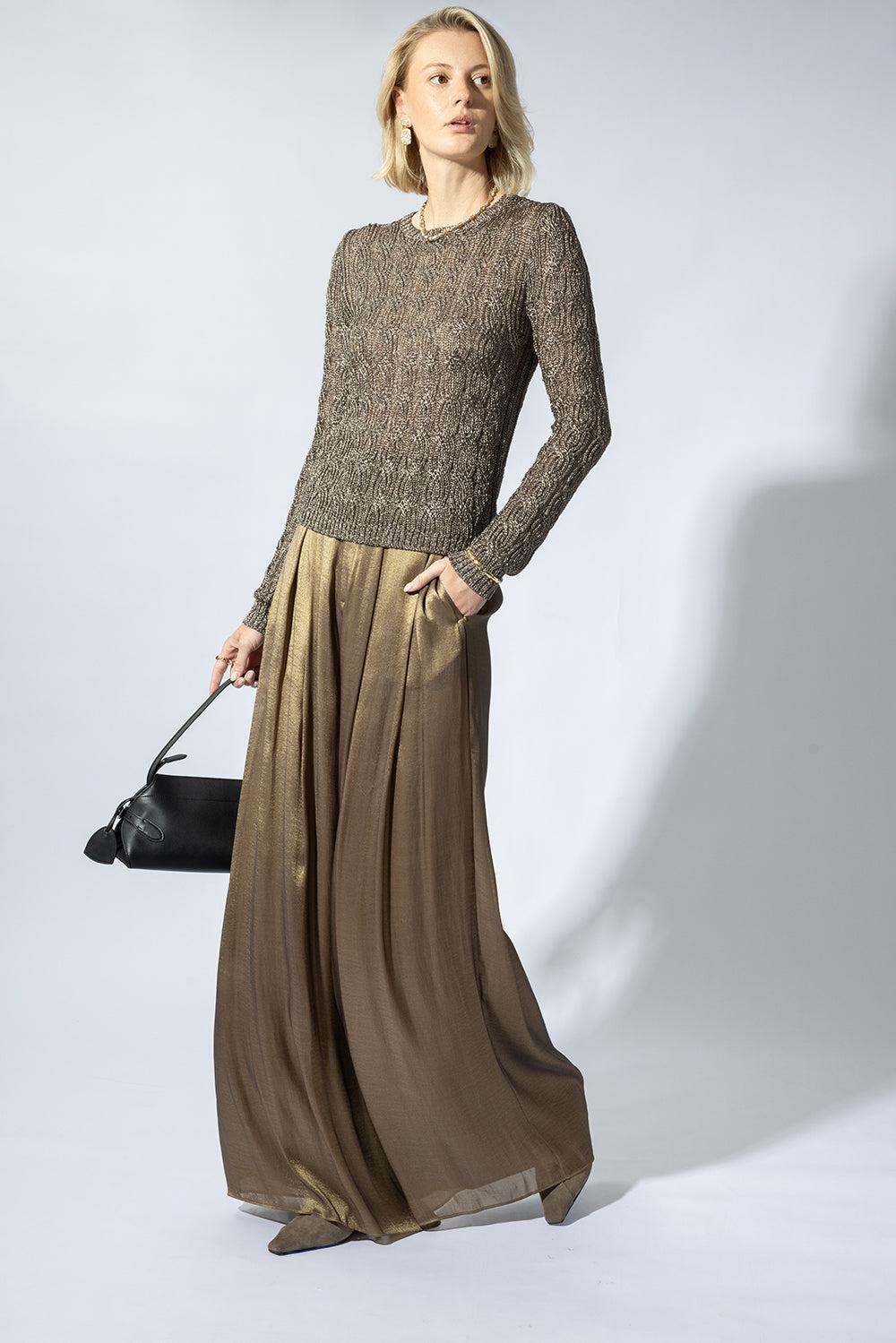 Greer Pleated Pant-GOLD-2-CLOTHINGPANTWIDE LEG-RALPH LAUREN