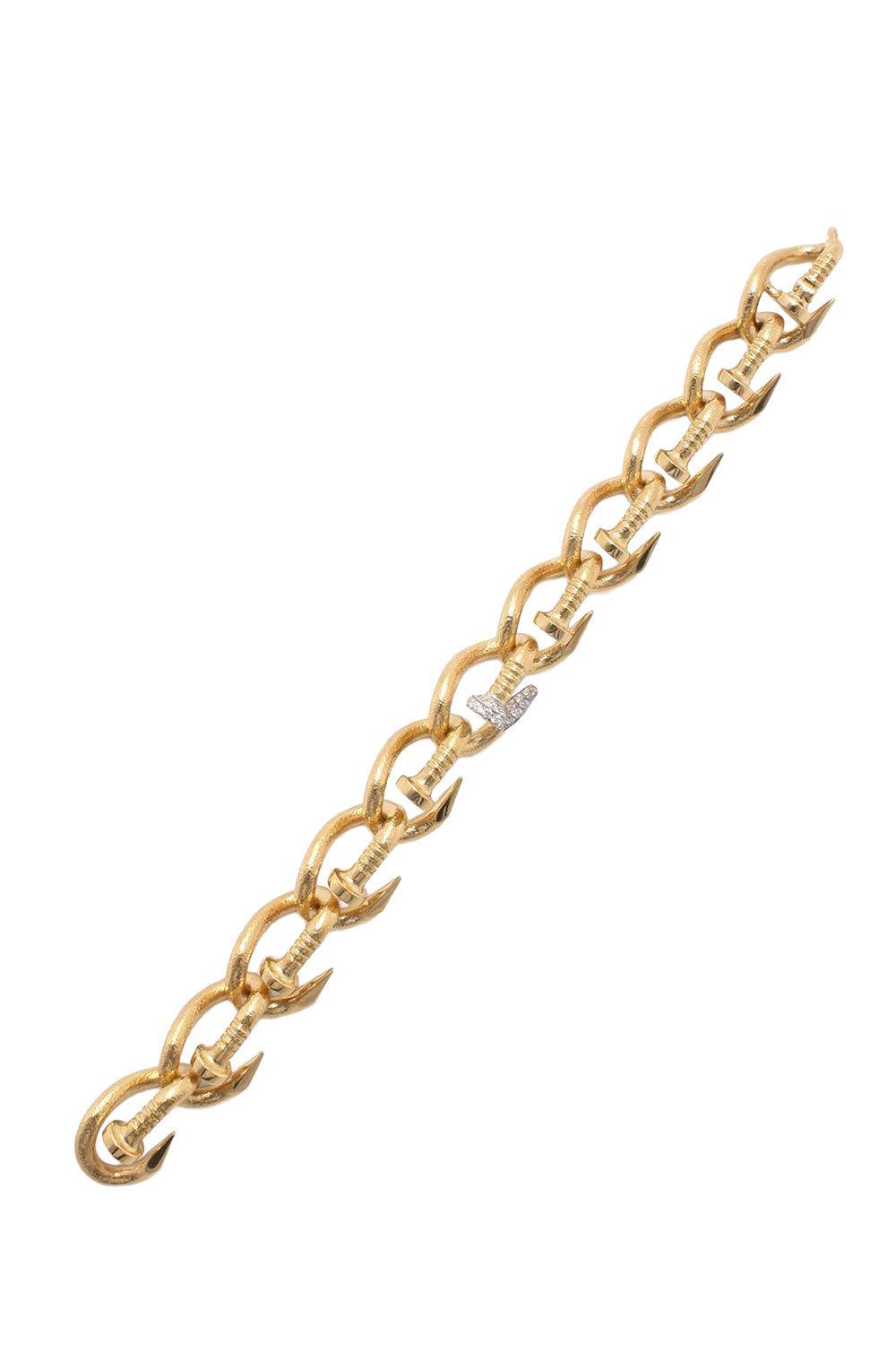 Hammered Diamond Nail Link Bracelet-YELLOW GOLD-JEWELRYFINE JEWELBRACELET O-DAVID WEBB