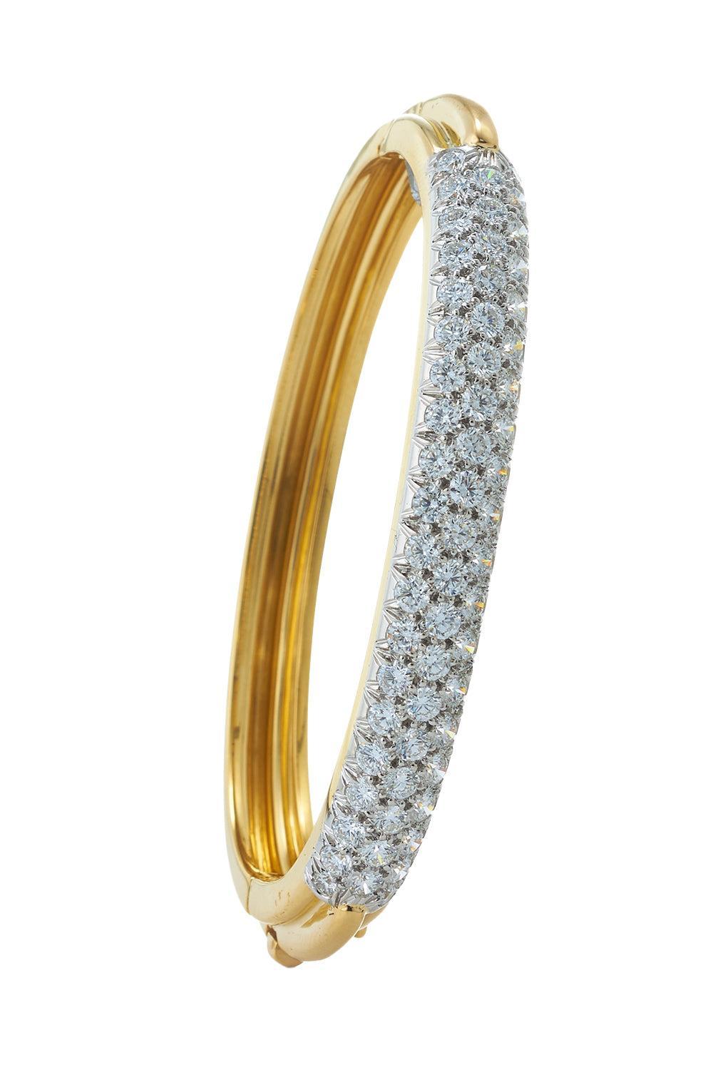 Pave Diamond Bangle Bracelet-YELLOW GOLD-JEWELRYFINE JEWELBRACELET O-DAVID WEBB