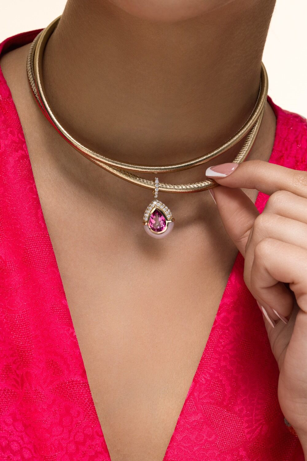 Double Torque Necklace-GOLD-15-JEWELRYFINE JEWELPENDANT-MASON & BOOKS