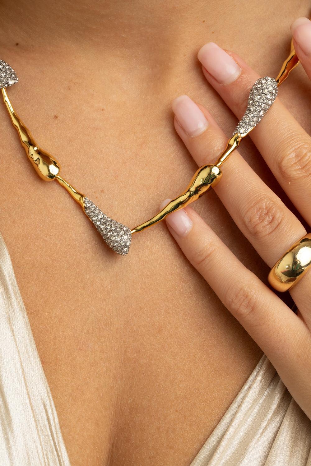 Crystal Teardrop Solanales Riviera Necklace-YELLOW-JEWELRYBOUTIQUENECKLACE O-ALEXIS BITTAR