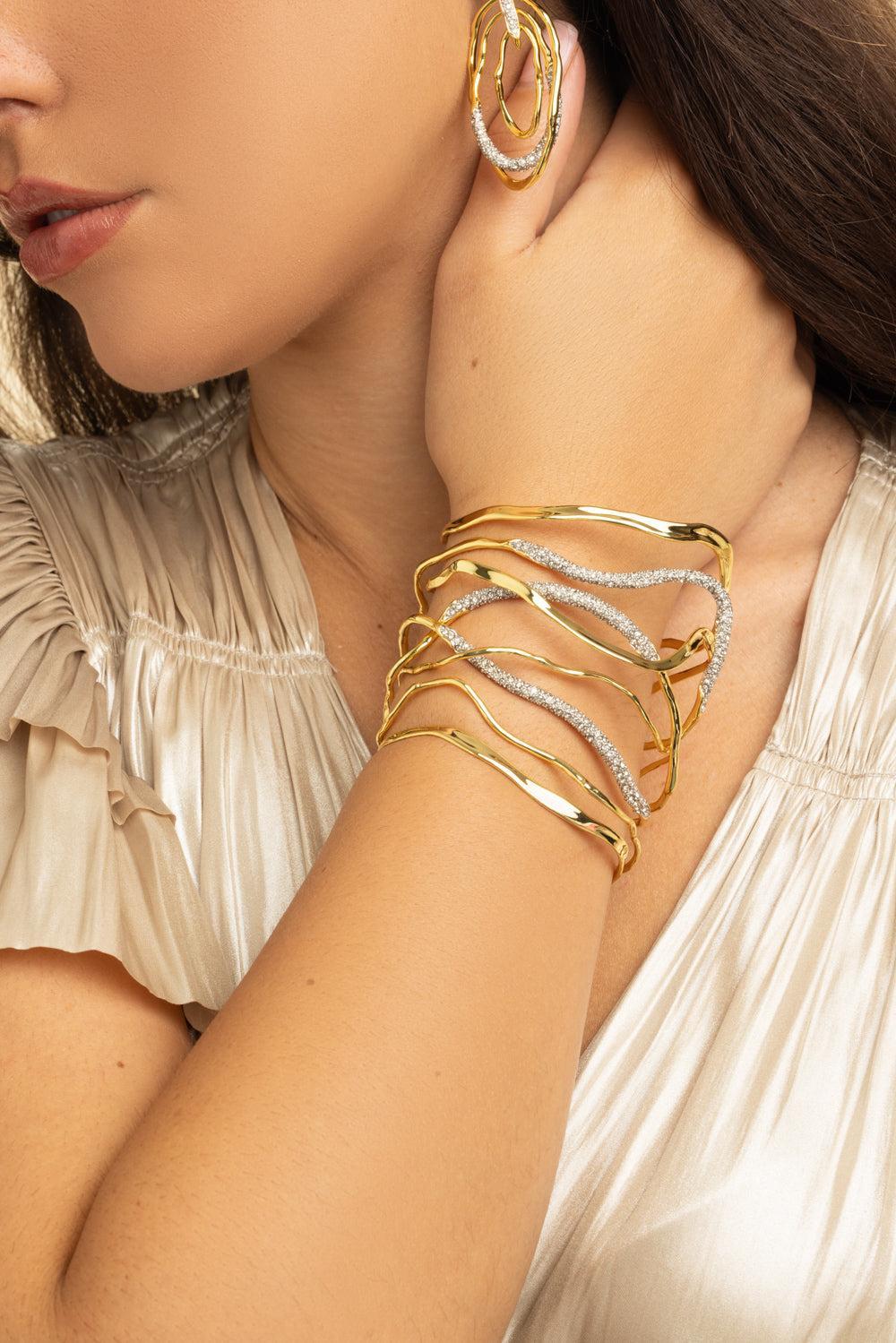 Crystal Intertwined Solanales Wide Cuff Bracelet-YELLOW-JEWELRYBOUTIQUEBRACELET O-ALEXIS BITTAR