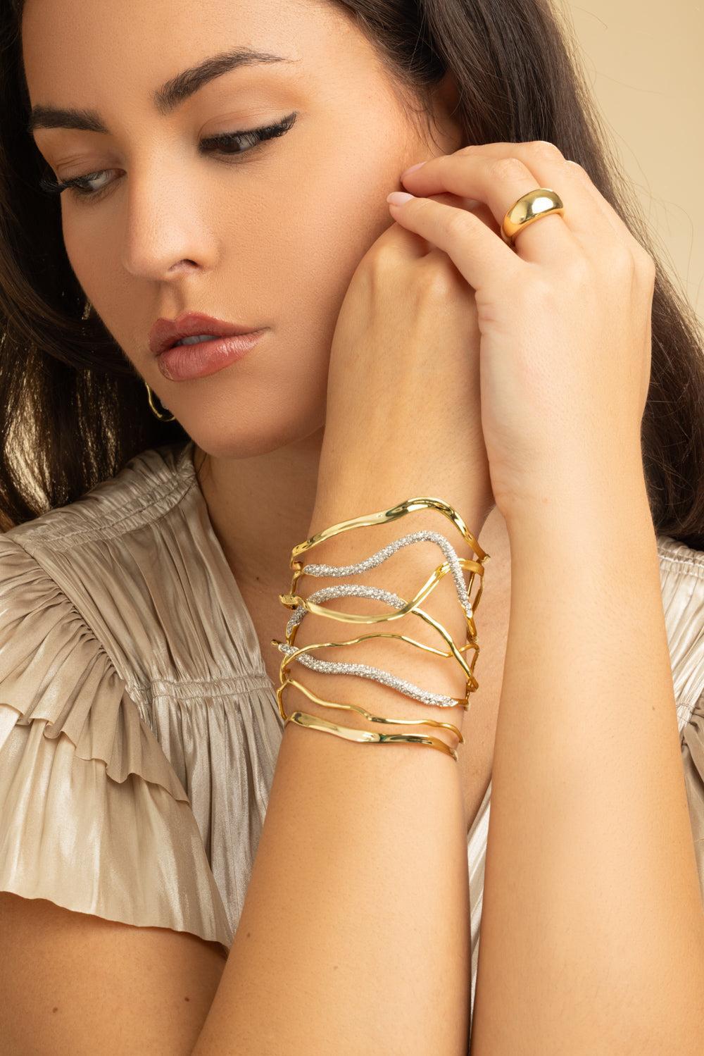 Crystal Intertwined Solanales Wide Cuff Bracelet-YELLOW-JEWELRYBOUTIQUEBRACELET O-ALEXIS BITTAR