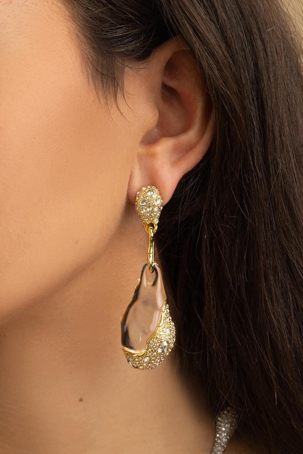 Liquid Lucite Crystal Pavé Pebble Drop Earrings-YELLOW-JEWELRYBOUTIQUEEARRING-ALEXIS BITTAR