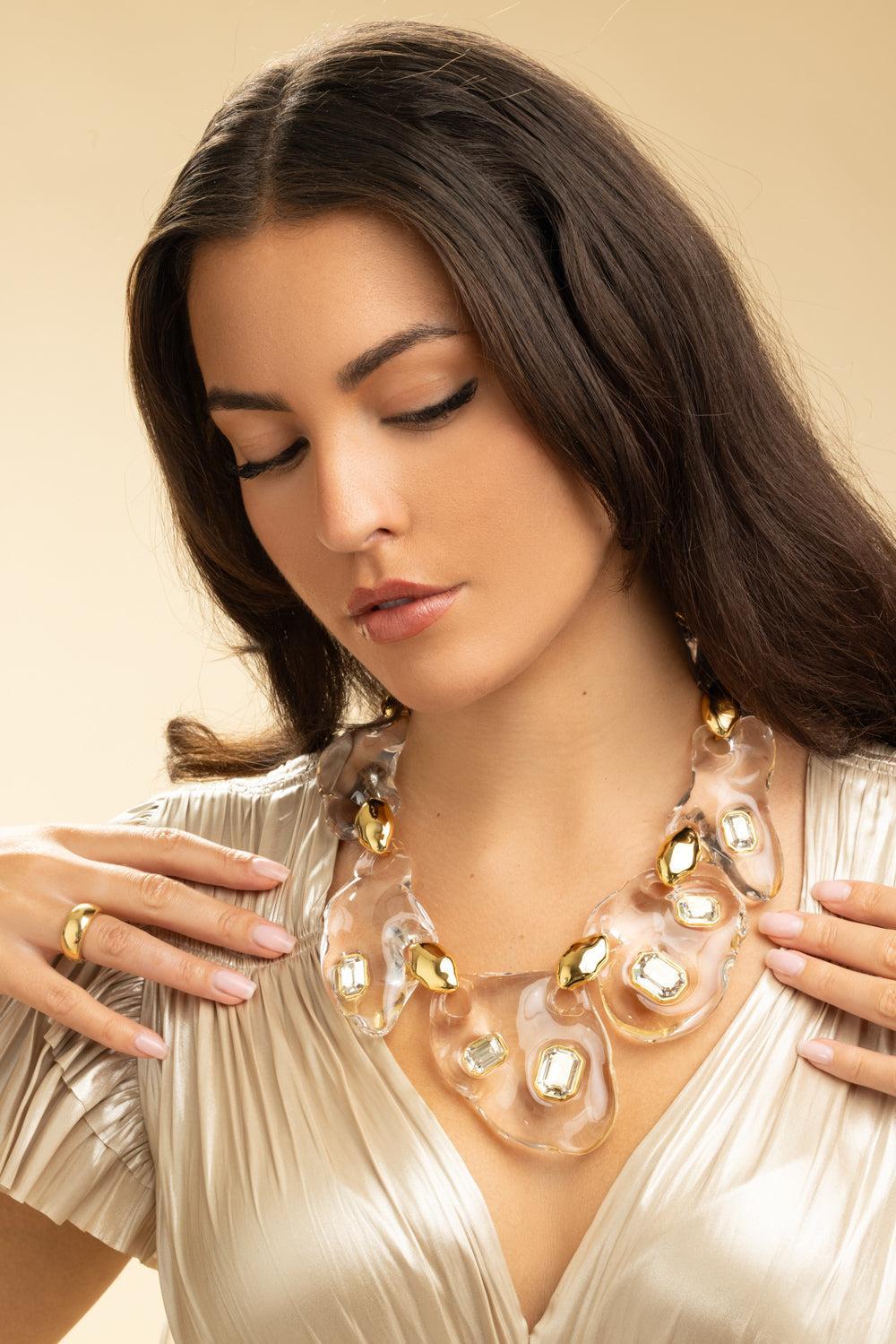 Liquid Lucite Crystal Pebble Necklace-YELLOW-JEWELRYFINE JEWELNECKLACE O-ALEXIS BITTAR