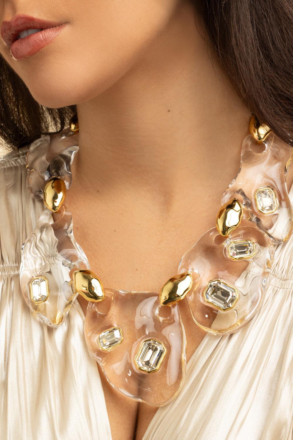 Liquid Lucite Crystal Pebble Necklace-YELLOW-JEWELRYFINE JEWELNECKLACE O-ALEXIS BITTAR