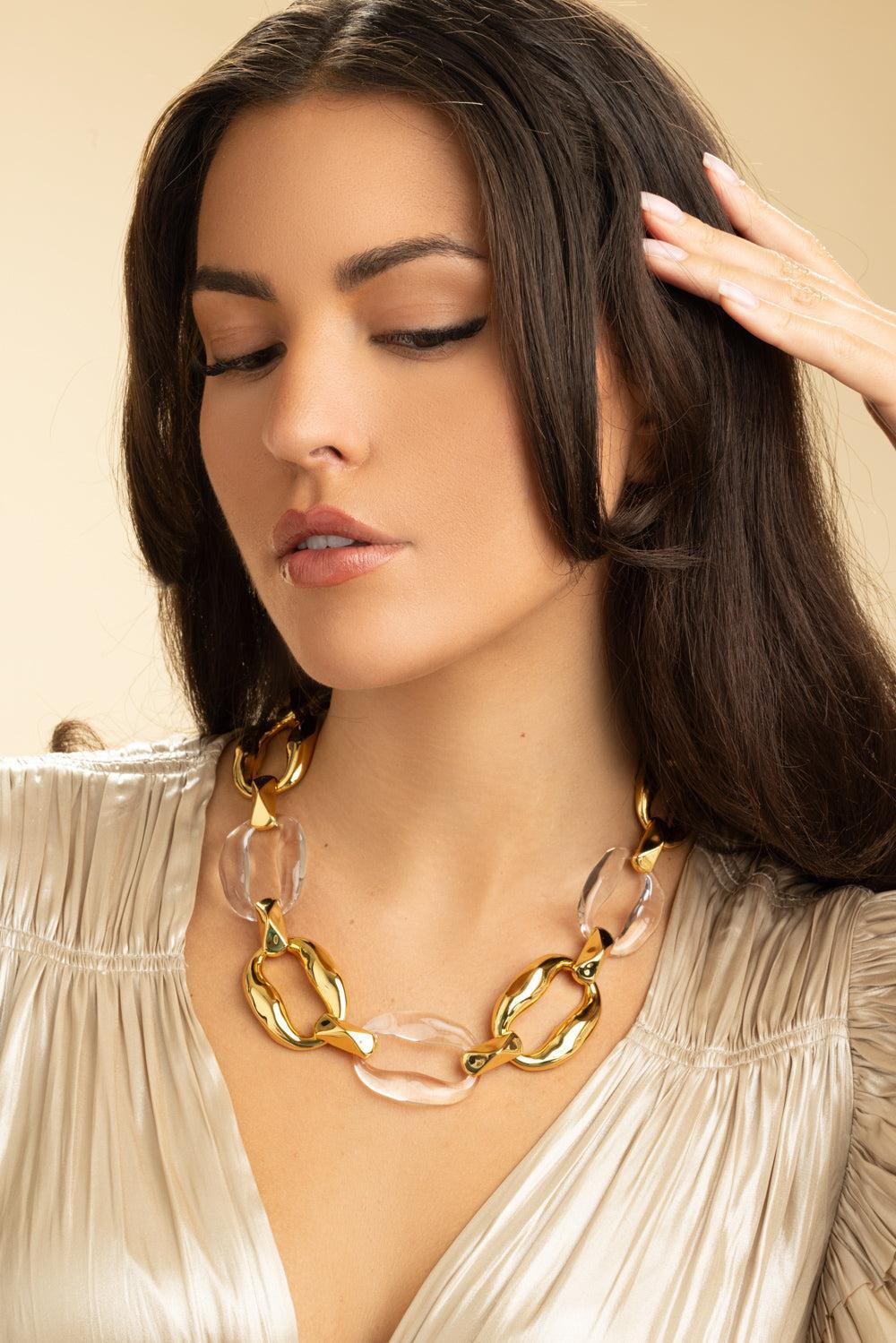 Liquid Lucite Link Necklace-YELLOW-JEWELRYBOUTIQUENECKLACE O-ALEXIS BITTAR