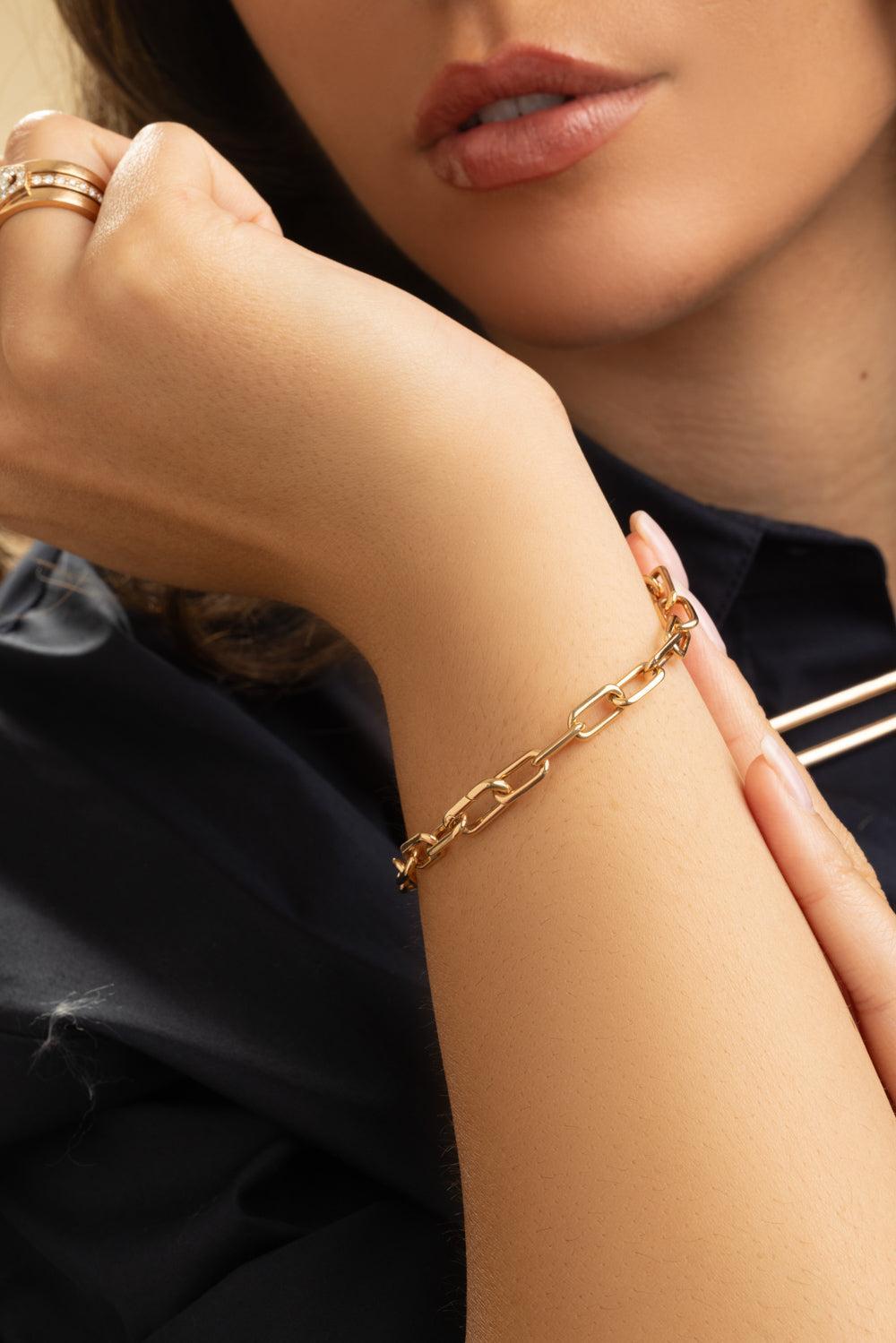 Saxon Elongated Link Bracelet - Rose Gold-ROSE GOLD-8-JEWELRYFINE JEWELBRACELET O-WALTERS FAITH