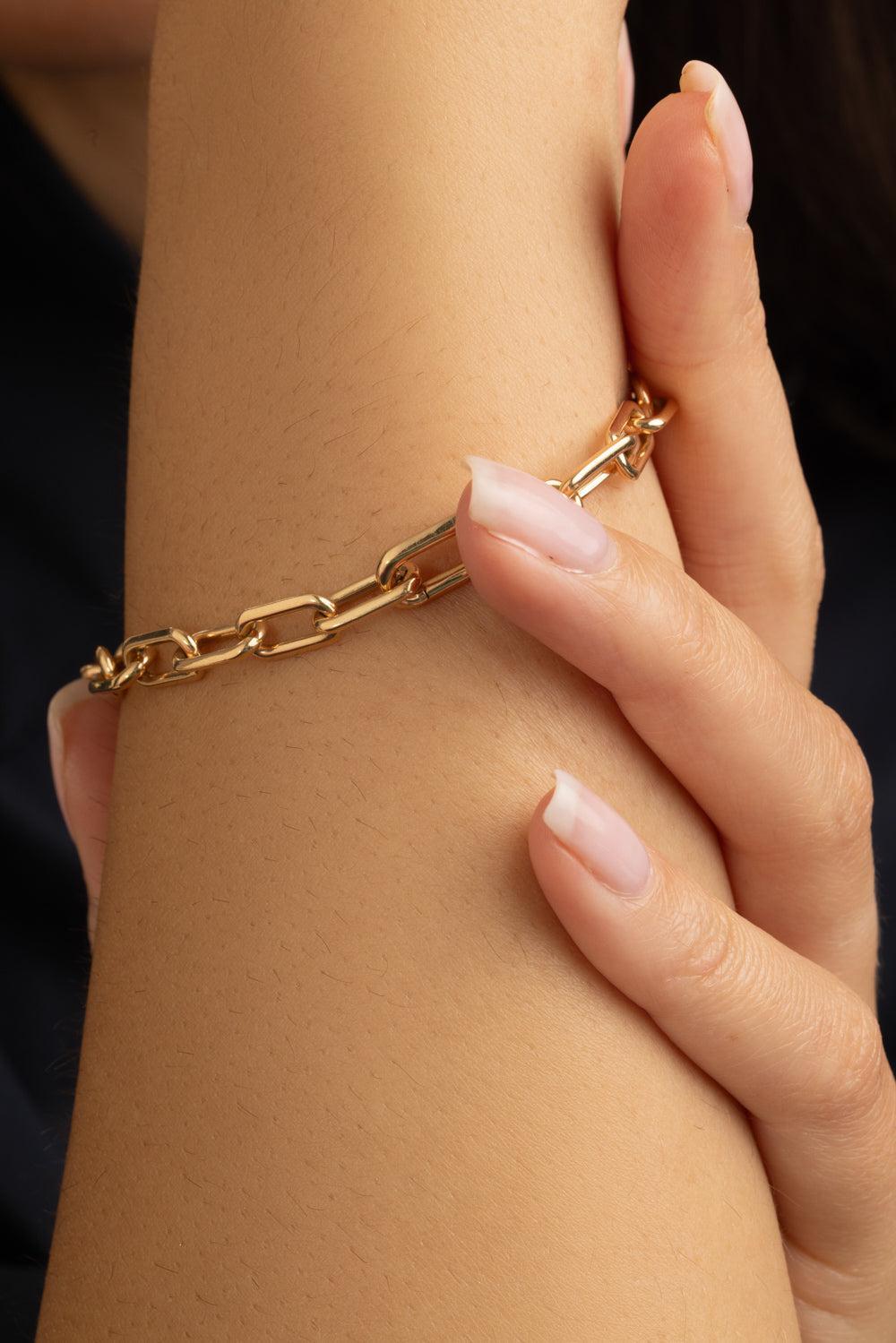 Saxon Elongated Link Bracelet - Rose Gold-ROSE GOLD-8-JEWELRYFINE JEWELBRACELET O-WALTERS FAITH