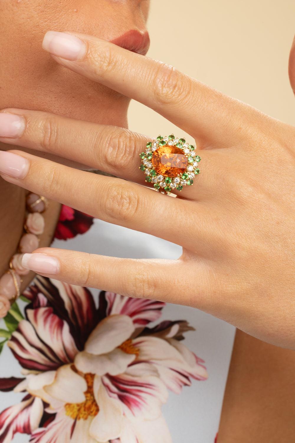Diamond Tsavorite Spessarite Ring-YELLOW GOLD-6.25-JEWELRYFINE JEWELRING-ALEXANDER LAUT