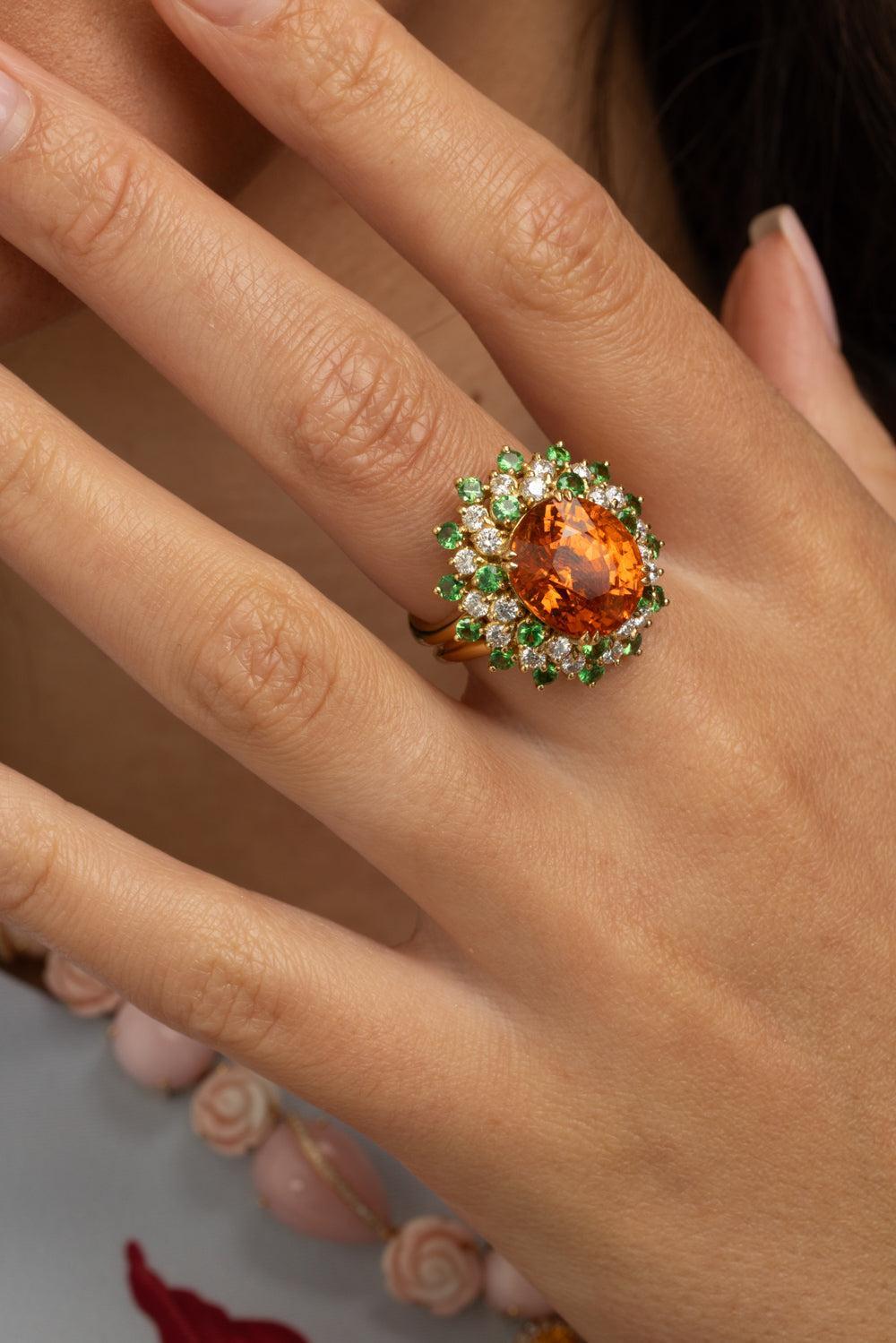 Diamond Tsavorite Spessarite Ring-YELLOW GOLD-6.25-JEWELRYFINE JEWELRING-ALEXANDER LAUT