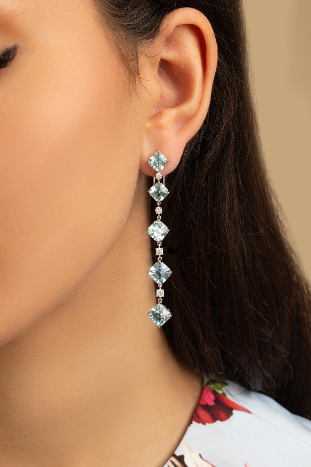 Aquamarine 5 Drop Earrings-WHITE GOLD-JEWELRYFINE JEWELEARRING-ALEXANDER LAUT