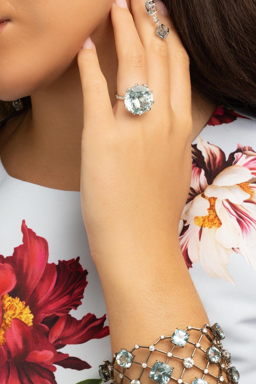 Diamond Aquamarine Ring-WHITE GOLD-6.25-JEWELRYFINE JEWELRING-ALEXANDER LAUT