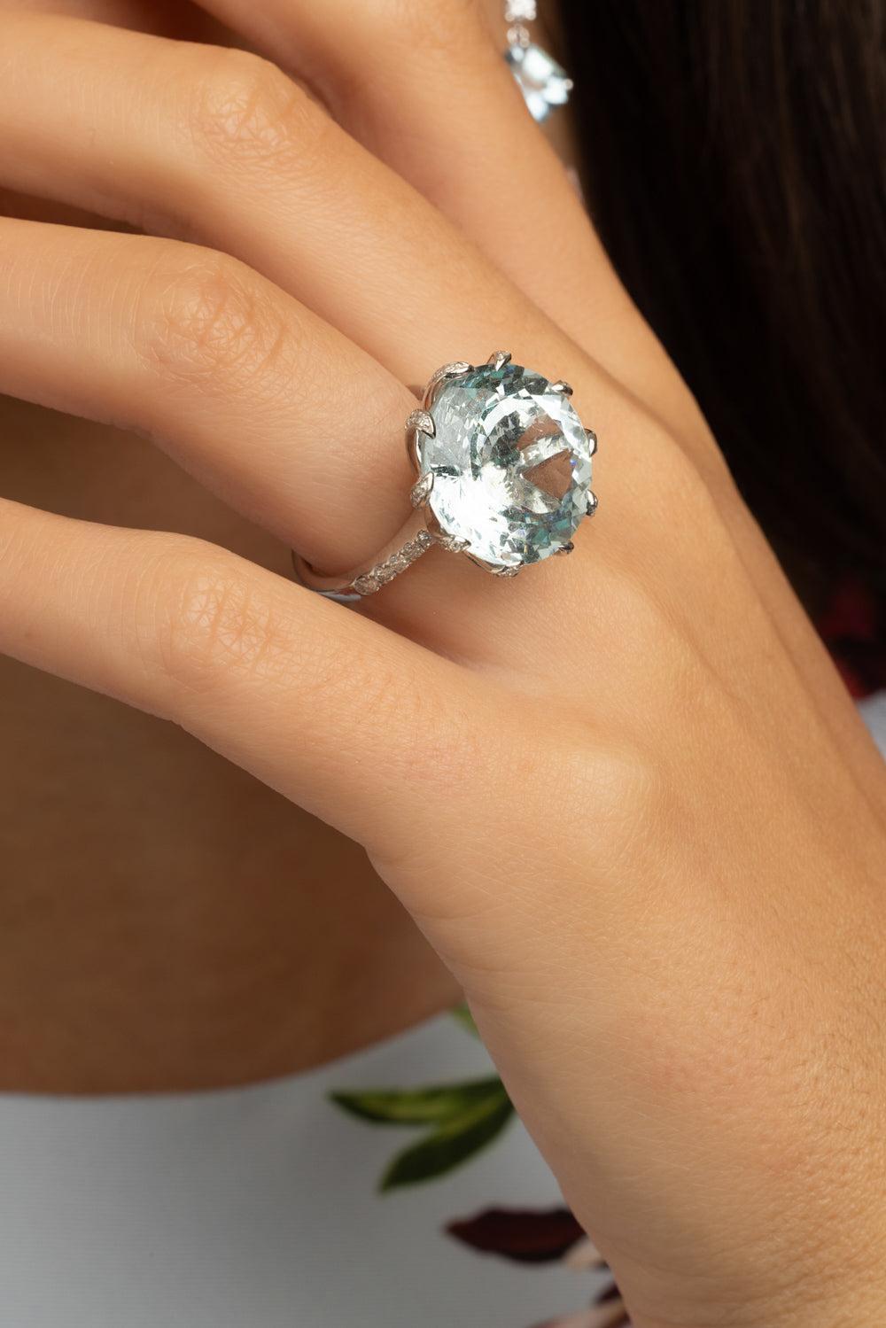 Diamond Aquamarine Ring-WHITE GOLD-6.25-JEWELRYFINE JEWELRING-ALEXANDER LAUT